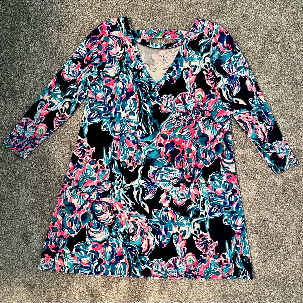 Lily Pulitzer Olive Swing Dress in Bright Navy Caught Up Size L - Picture 2 of 3